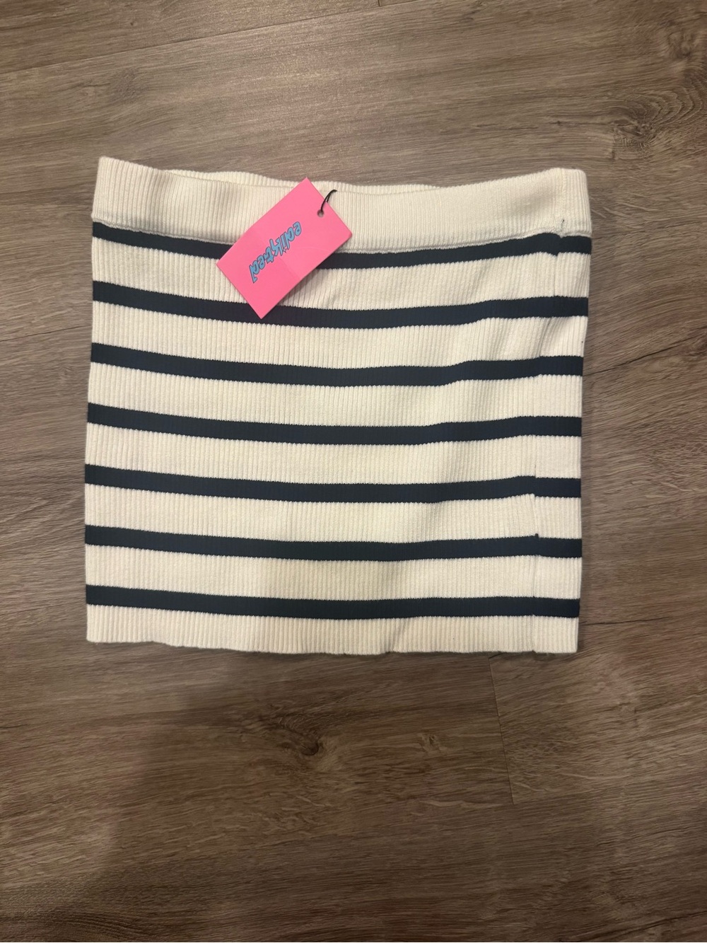 Edikted Striped Knit Tube Top in White and Navy - Women's size small